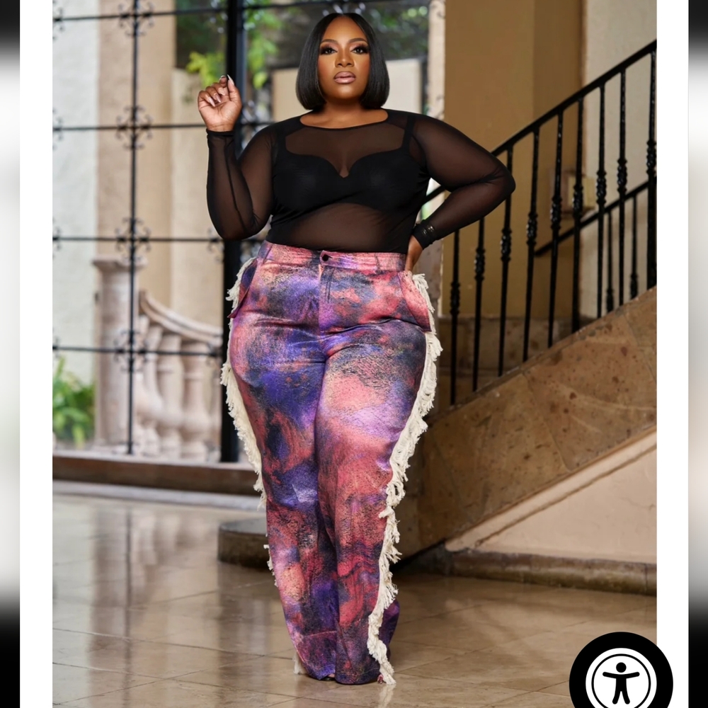 Purple & Pink Marble Tassle Pants